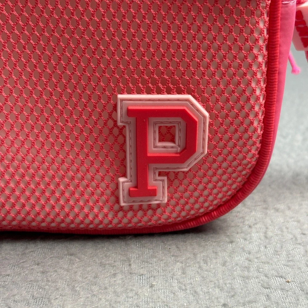 Pink Victoria's Secret Cosmetic Bag Mesh Pouch Wristlet Travel Case Pink NEW